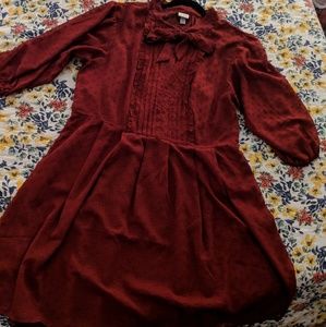 Swiss Dot Tie Neck Dress